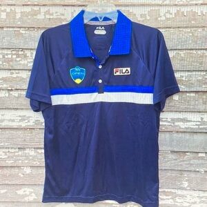 FILA Men's Navy and White Polo Shirt